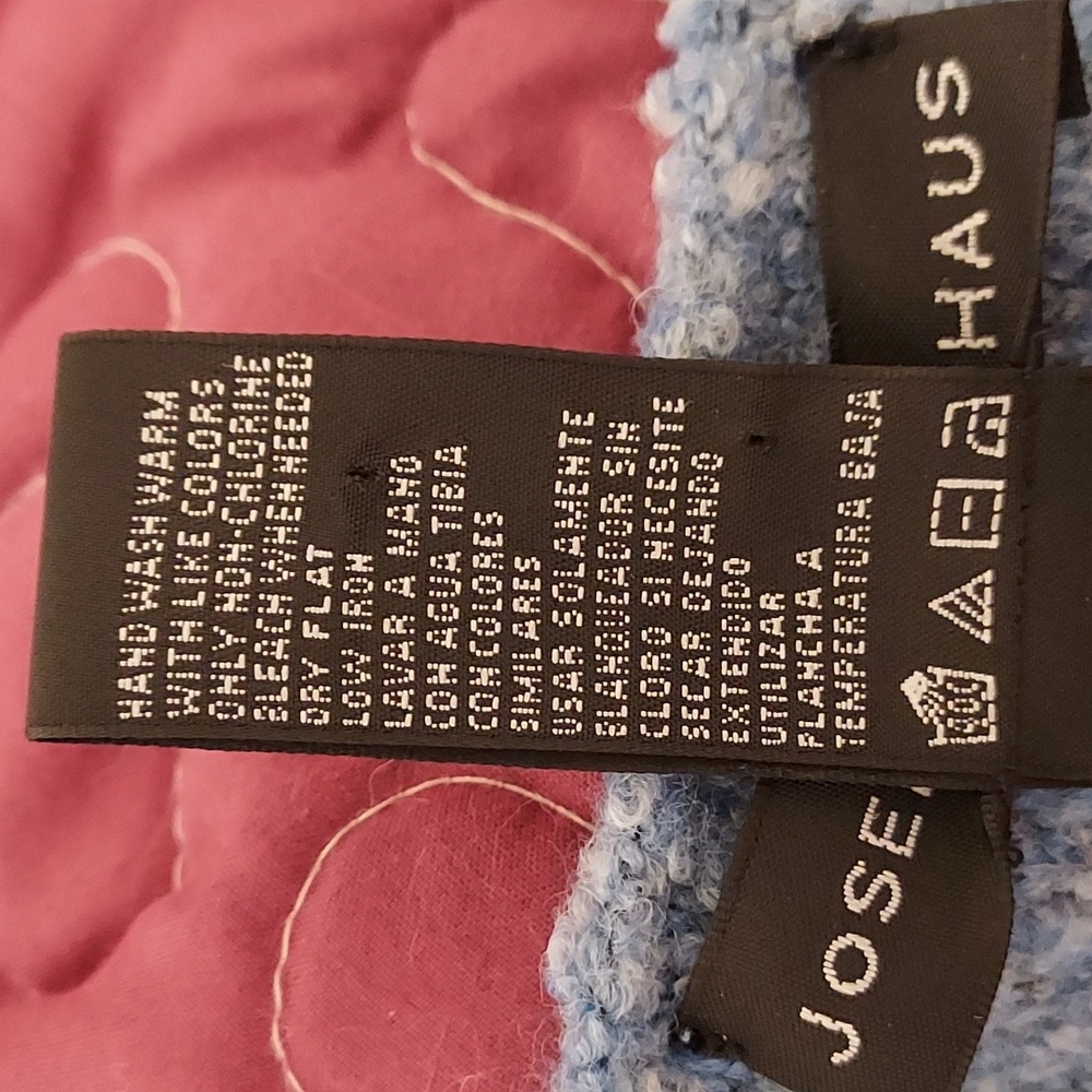 *Josephine Chaus Light Blue with White Long Sleeve Wool Blend Sweater Size XL - Picture 8 of 8